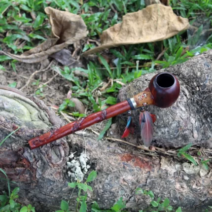 Shamanic Ceremonial Pipe Made of Palo Sangre and Chonta Wood