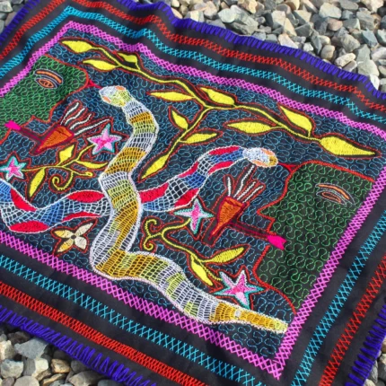 Healer Snake and Shipibo Shaman Pattern Shipibo Altar Cloth