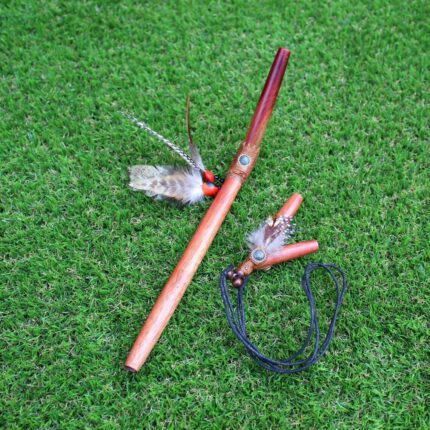 Kuripe Tepi Set | Necklace Kuripe | Made of Palo Sangre | Decorated with Aya Vine, Domestic Feather and Peruvian Turquoise