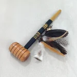 Ceremonial Pipe ( Calumet ) Made of Bamboo and Avocado Wood | Decorated with Macaw Feather