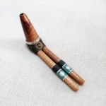 Double Nose Tepi made of Algarrobo | Decorated with Tiger's Eye and Peruvian Turquoise