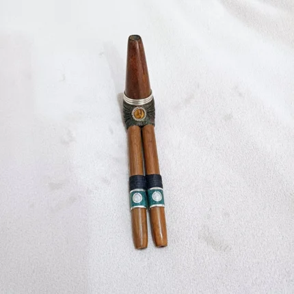 Double Nose Tepi made of Madera Negra | Decorated with Tiger's Eye and Peruvian Turquoise