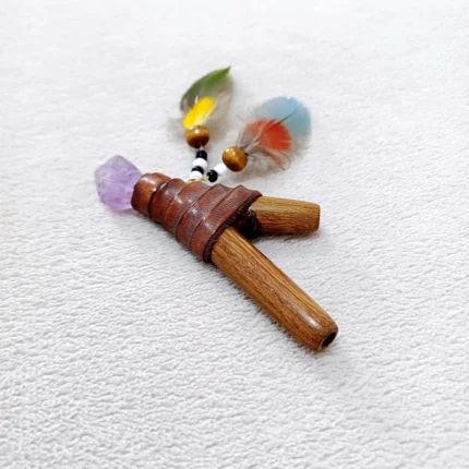 Kuripe ~ Kuripi Self Applicator | Made of Madera Negra | Decorated Amethyst and Beads