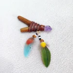 Kuripe ~ Kuripi Self Applicator | Made of Madera Negra | Decorated Amethyst and Beads