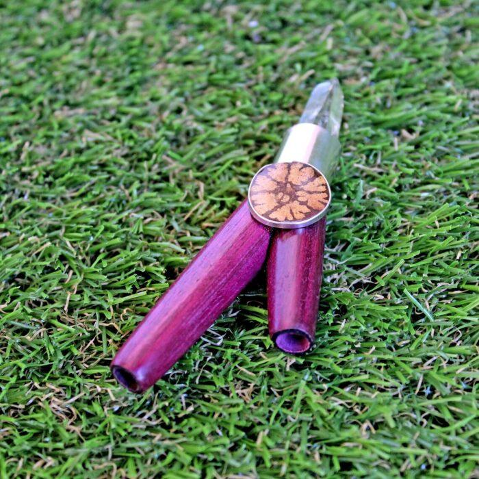 Kuripe ~ Kuripi Self Applicator | Made of Rose Wood | Decorated with A piece of Aya Vine, Peruvian Turquoise Stone and Clear Quartz