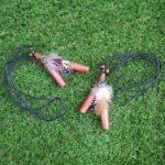 Necklace Kuripe Self Applicator | Made of Palo Sangre | Decorated with Peruvian Turquoise, Domestic Feather and A piece of Aya Vine