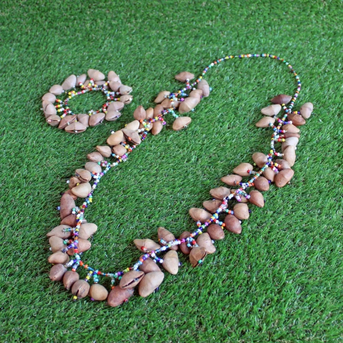 Seed Necklace and Bracelet Rattle ~ Maracas | Traditional Amazon Instrument From Peru | 115 cm : 45 Inches