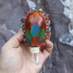 Shamanic Ceremonial Rattle - Maracas | Decorated with Macaw Feather | Handle part made of Clear Quartz