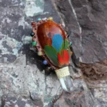 Shamanic Ceremonial Rattle - Maracas | Decorated with Macaw Feather | Handle part made of Clear Quartz