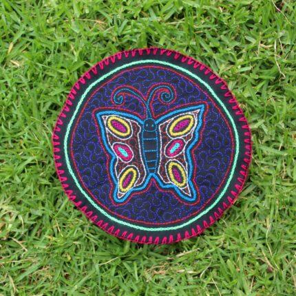 Shipibo Altar Cloth made by Shipibo Female Shaman | 21 cm in diameter | Traditional Shipibo Embroidery | Ayahuasca vision pattern