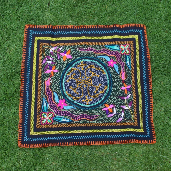 Shipibo Altar Cloth made by Shipibo Female Shaman | 75 cm x 69 cm | Shipibo Embroidery