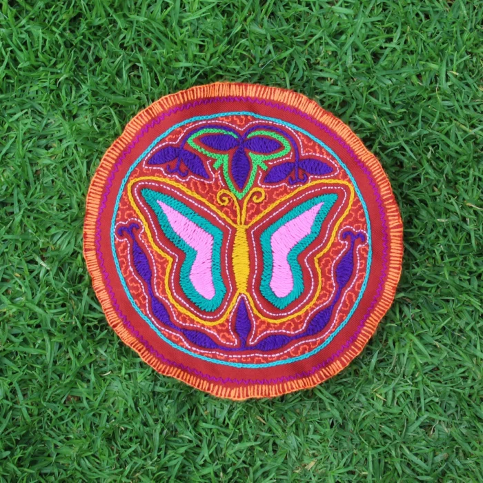 Shipibo Shamanic Altar Cloth Set made by Shipibo Female Shaman | 24.5 cm in diameter | Traditional Shipibo Embroidery | Ayahuasca vision