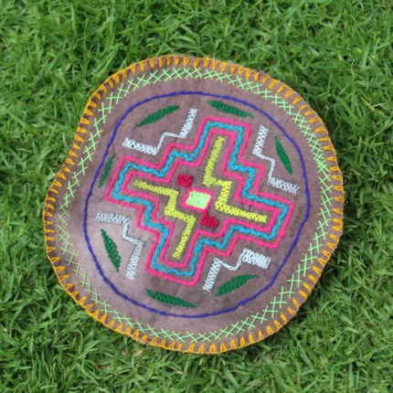 Shipibo Shamanic Altar Cloth Set made by Shipibo Female Shaman | 25.5 cm in diameter | Traditional Shipibo Embroidery | Ayahuasca vision