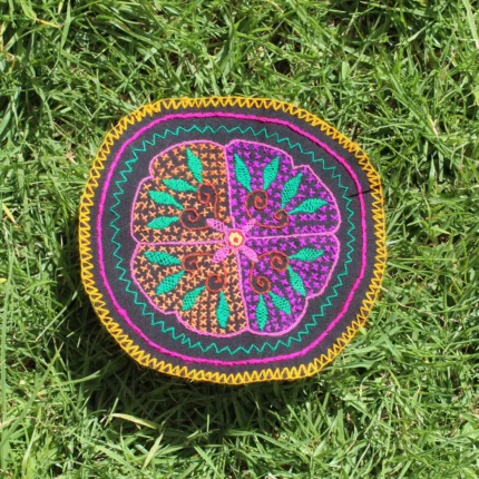 Shipibo Shamanic Altar Cloth Set made by Shipibo Female Shaman | 25 cm in diameter | Traditional Shipibo Embroidery