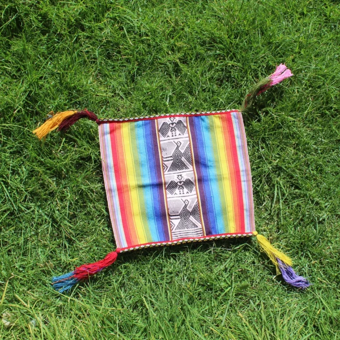 Unkuña Rainbow Despacho Cloth (Chakras) | Perfect for Your Mesa | Handmade Traditional Woven on Q'ero Looms for Plant Medicine Ceremony