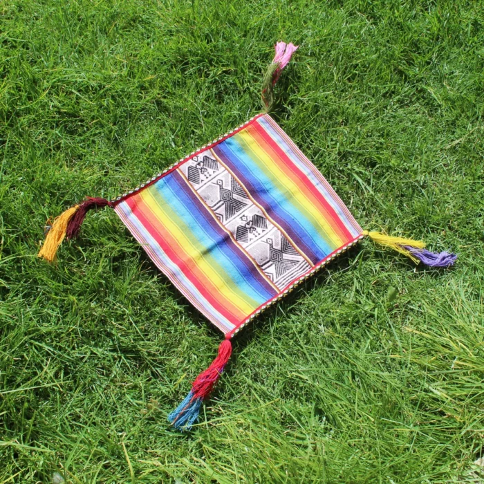 Unkuña Rainbow Despacho Cloth (Chakras) | Perfect for Your Mesa | Handmade Traditional Woven on Q'ero Looms for Plant Medicine Ceremony