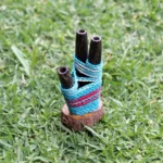 Double Nostrile Kuripe Pipe | Decorated with Chambira ( 100% Organic Rope ) and a piece of Aya Vine | Made of Chonta Wood