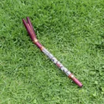 Double Nose Tepi Applicator made of Rose Wood | Decorate Turquoise stone, A piece of Aya Vine and Shipibo Fabric