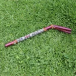 Double Nose Tepi Applicator made of Rose Wood | Decorate Turquoise stone, A piece of Aya Vine and Shipibo Fabric