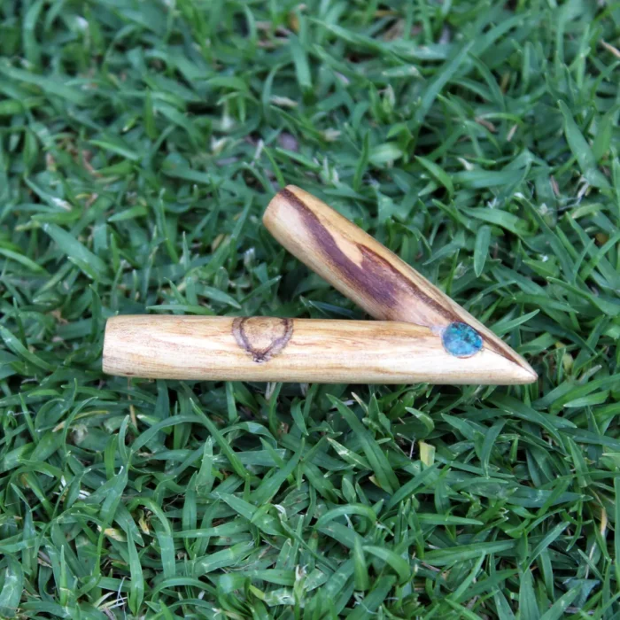 Thin Kuripe ~ Kuripi Self Applicator | Made of Palo Santo | Decorated with Aya Vine and Peruvian Turquoise Stone