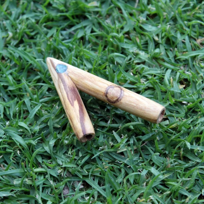 Thin Kuripe ~ Kuripi Self Applicator | Made of Palo Santo | Decorated with Aya Vine and Peruvian Turquoise Stone