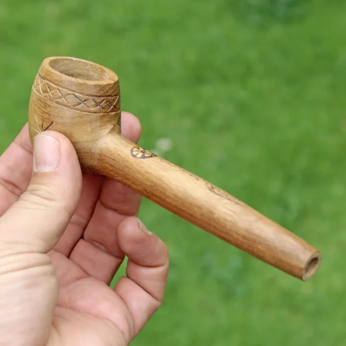 Handmade Tobacco Pipe Made of Moana | Mapacho Pipe | Hand Carved | With a piece of Aya Vine