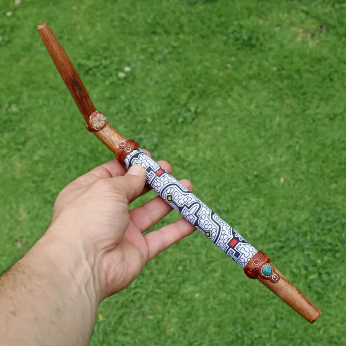 Algarrobo Tepi Applicator | Decorate Peruvian Turquoise, A piece of Aya Vine and Shipibo Fabric