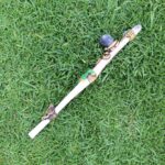 Ceremonial Pipe ( Calumet ) Made of Llama Bone | Decorated with Clear Quartz, Snake , Kambo Frog and Wolf Figure