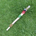 Ceremonial Pipe ( Calumet ) Made of Llama Bone | Decorated with Clear Quartz, Peruvian Turquoise Turtle, Snake, Kambo Frog and Jaguar