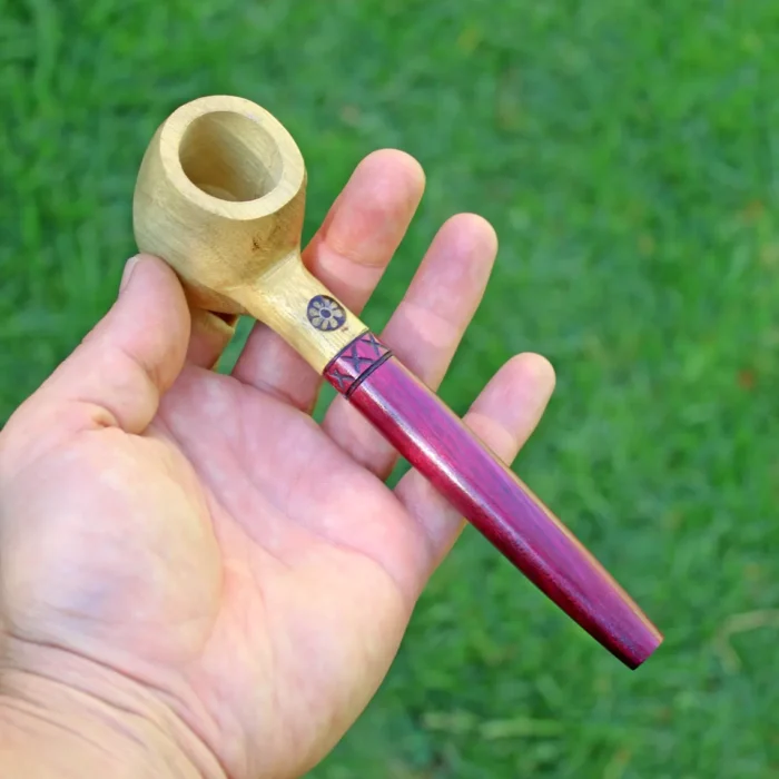 Ceremonial Pipe Made of Rose Wood, Chonta Wood and Palo Sangre | With a piece of Aya Vine