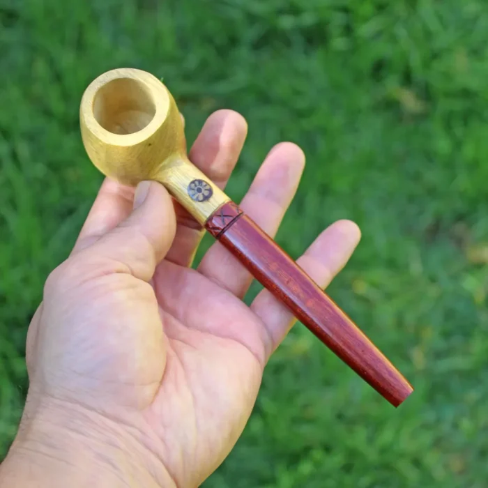 Ceremonial Pipe Made of Rose Wood, Chonta Wood and Palo Sangre | With a piece of Aya Vine