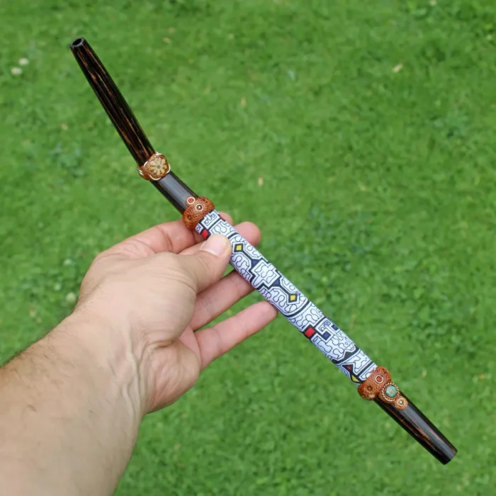 Chonta Wood Tepi Applicator | Decorate Peruvian Turquoise, A piece of Aya Vine and Shipibo Fabric