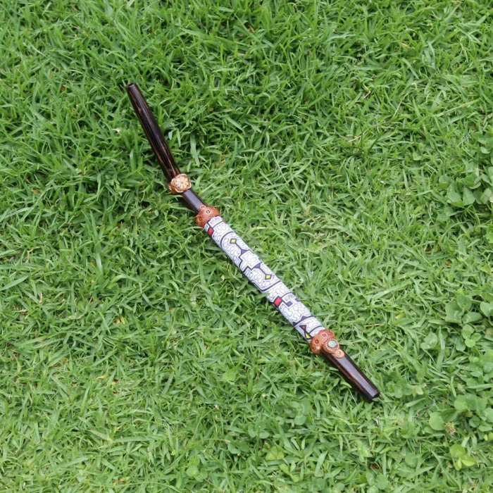 Chonta Wood Tepi Applicator | Decorate Peruvian Turquoise, A piece of Aya Vine and Shipibo Fabric