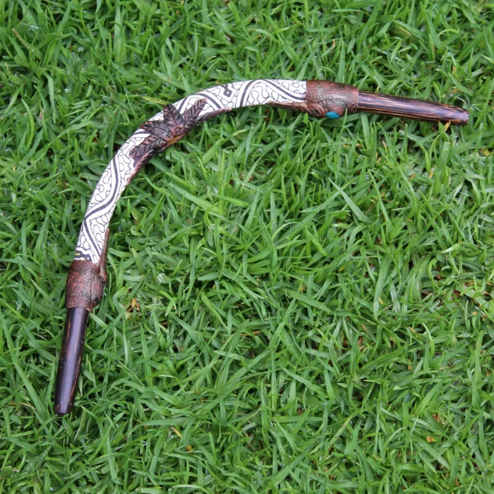 Tepi Applicator made of Chonta Wood | Decorated with Shipibo Pattern, a piece of Aya Vine and Peruvian Turquoise