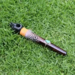 Condor Head Ceremonial Pipe | Peace Pipe | Made of Chonta Wood and Machu Picchu Stone | Decorated with Peruvian Turquoise and Feather