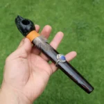 Condor Head Ceremonial Pipe | Peace Pipe | Made of Chonta Wood and Machu Picchu Stone | Decorated with Lapis Lazuli and Feather