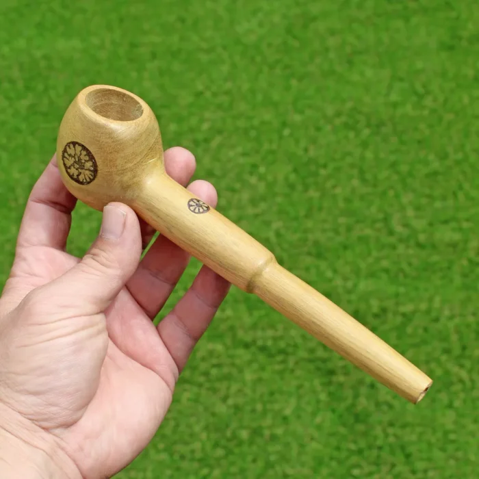 Handmade Tobacco Pipe | Made of Mauna Wood | Decorated with Aya Vine