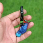 Hummingbird Kuripe Self Applicator Made of Machu Picchu Stone and Peruvian Turquoise