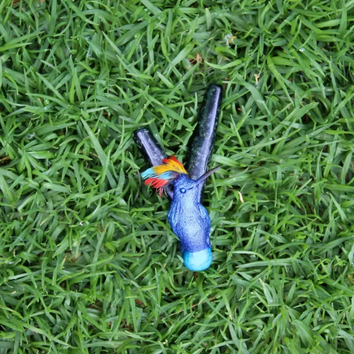 Hummingbird Kuripe Self Applicator Made of Machu Picchu Stone and Peruvian Turquoise