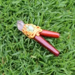 Palo Sangre Wood Kuripe Self Applicator | Decorated with Amethyst, Beads and Peruvian Turquoise Stone