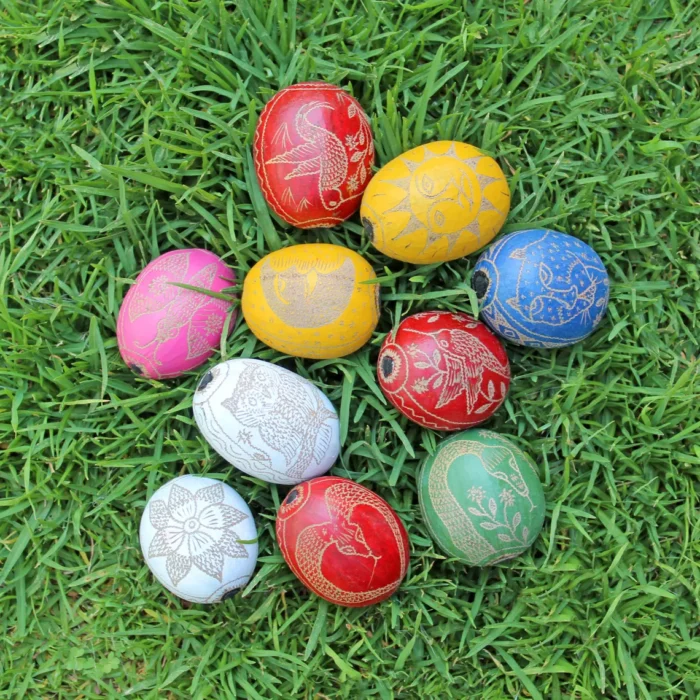 Peruvian Rattle | Egg Shaped | Little Head Shipibo Shamanic Ceremonial Shaman Rattle | Head Diameter average 5 - 6 cm.