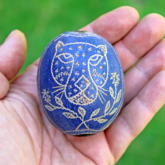 Peruvian Rattle | Egg Shaped | Little Head Shipibo Shamanic Ceremonial Shaman Rattle | Head Diameter average 5 - 6 cm.