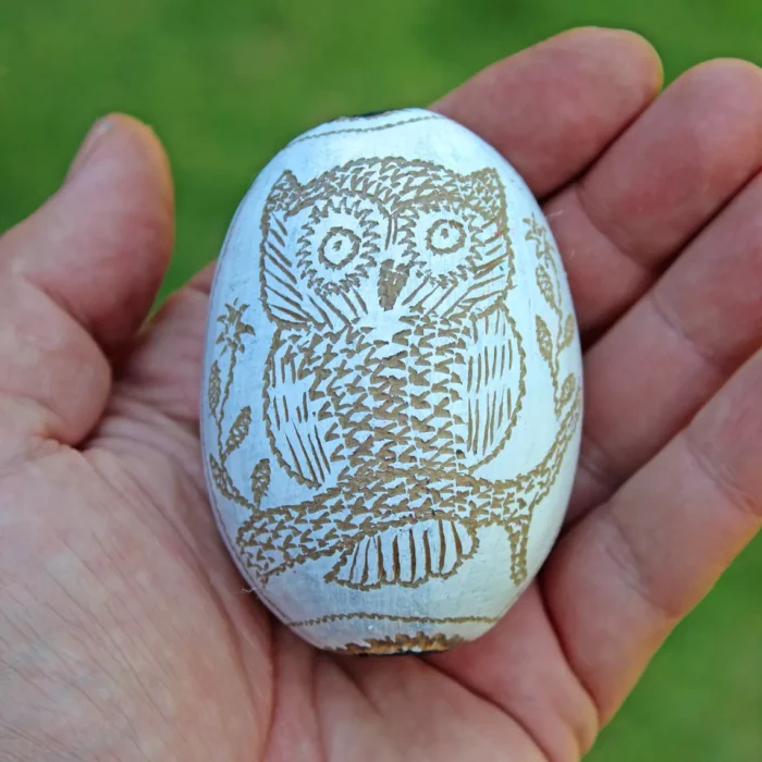 Peruvian Rattle | Egg Shaped | Little Head Shipibo Shamanic Ceremonial Shaman Rattle | Head Diameter average 5 - 6 cm.