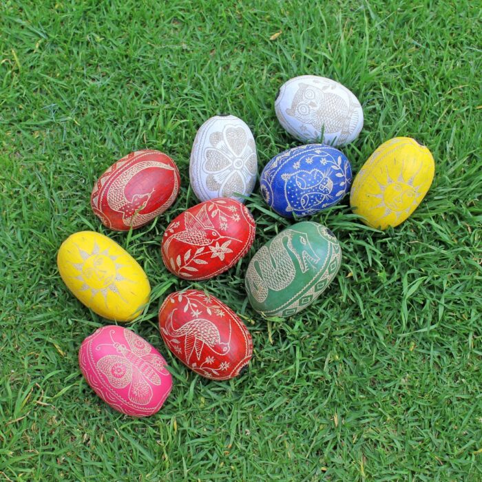 Medium Head Egg Shaped Ceremonial Shaman Rattle from Peru | Shipibo Shamanic Ceremonial | Head Diameter average 7 - 8 cm.