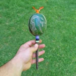 Medium Head Shaman Rattle Shipibo Shamanic Ceremonial Hand Made Maracas ( Shamanic Rattle ) From Peru Head Diameter average 7 - 8 cm.