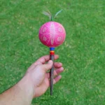 Medium Head Shaman Rattle Shipibo Shamanic Ceremonial Hand Made Maracas ( Shamanic Rattle ) From Peru Head Diameter average 7 - 8 cm.