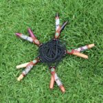 Necklace Kuripe Self Applicator | Made of Different Sacred Woods | Decorated with Peruvian Turquoise and Shipibo Fabric