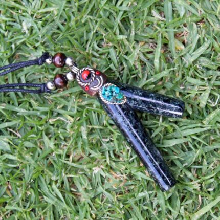 Necklace Stone Kuripe Self Applicator | Made of Machu Picchu Stone | Decorated with Peruvian Turquoise