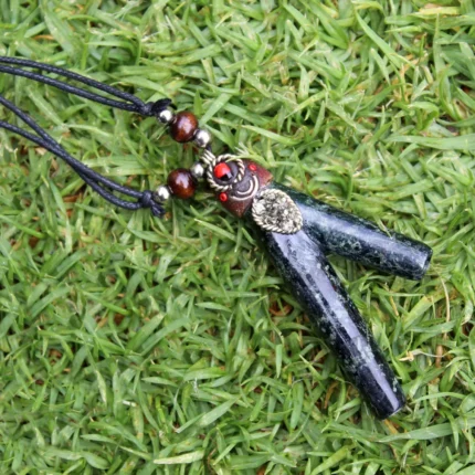 Necklace Stone Kuripe Self Applicator | Made of Machu Picchu Stone | Decorated with Pyrite