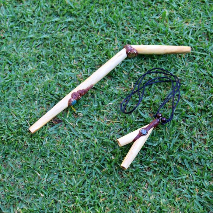 Kuripe Tepi Set | Necklace Kuripe | Made of Palo Santo | Decorated with A piece of Aya Vine and Peruvian Turquoise